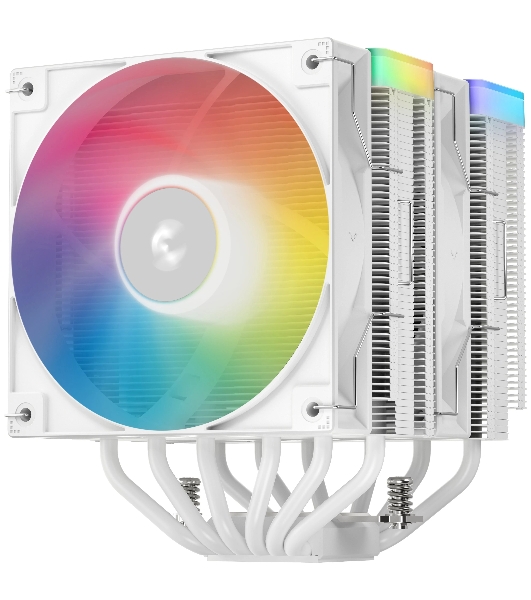 Кулер для процессора DEEPCOOL AG620 WH ARGb V2 LGA20XX/1700/1200/115X/AM5/AM4 (9шт/кор, TDP 260W, PWM, ARGb DUAL Fan 120мм, 6 тепл. трубок, белый) RET