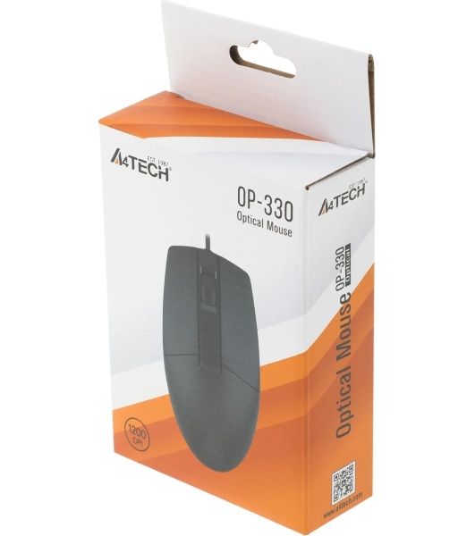 Мышь проводная A4Tech OP-330 черный, 1200 dpi, USB, кнопки - 3