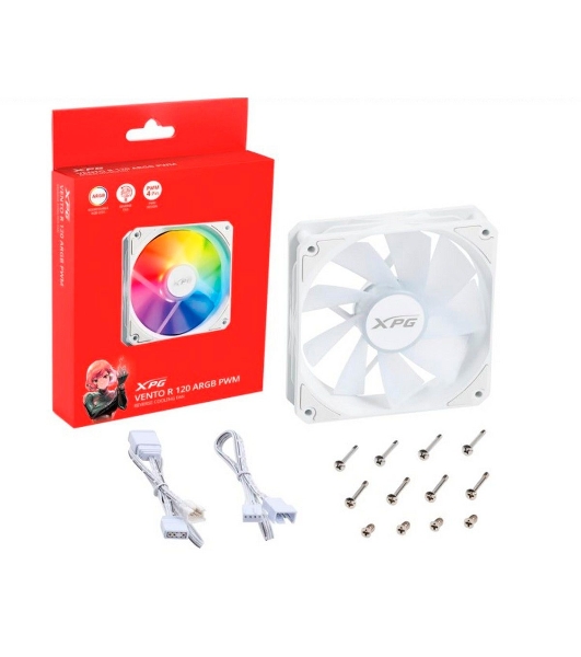 Вентилятор для корпуса ADATA XPG VENTO R 120 ARGb PWM белый, 120 мм, 1600 об/мин, 32 дБ, 4 pin