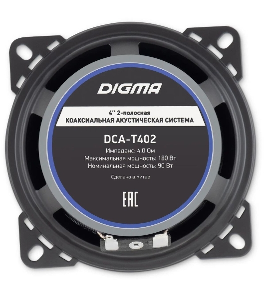 Колонки автомобильные Digma DCA-T402 180Вт 86дБ 4Ом 10см (4дюйм) (ком.:2кол.) коаксиальные двухполосные