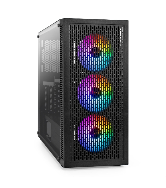 Компьютерный корпус Miditower ExeGate EVO-5001A-700NPX (ATX, БП 700NPX с вент. 12 см, 2хUSB+1хUSB 3.0+HD Audio, черный, 3 вент.12см с RGb подсветкой, боковая панель - закаленное стекло)