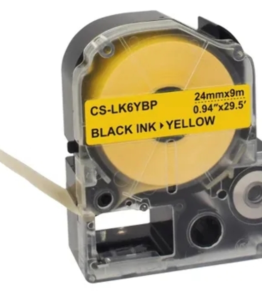 Картридж ленточный Cactus CS-LK6YBP черный шрифт, желтый фон (24 мм, 9 м) для Epson LW700/LW600P/LW1000P/Z700/Z900