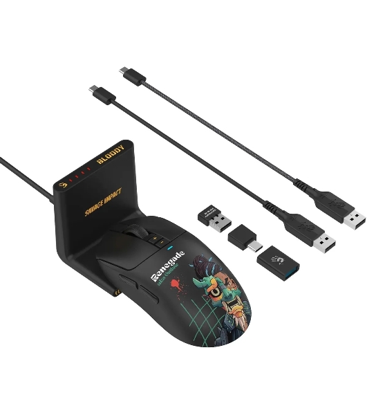 Мышь беспроводная/проводная A4Tech Bloody R72 Ultra Duo черный/рисунок, 20000 dpi, радиоканал, USB, кнопки - 7