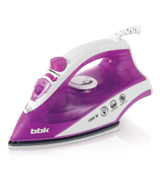 Утюг BBK ISE-1802 фиолетовый/белый, 1800 Вт, 20 г/мин, 60 г/мин, 180 мл