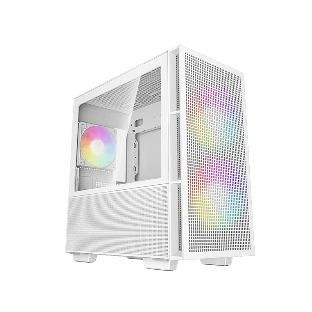 Компьютерный корпус Deepcool CH360 WH без БП, боковое окно (закаленное стекло), 2x140мм ARGb LED вентилятор спереди и 1x120мм ARGb LED вентилятор сзади, белый, mATX