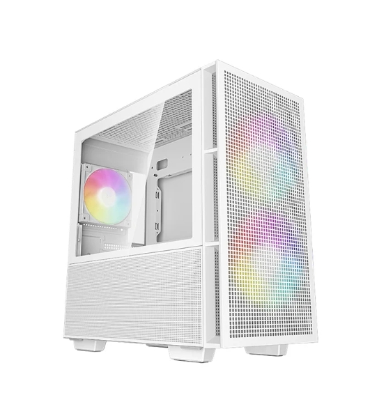 Компьютерный корпус Deepcool CH360 WH без БП, боковое окно (закаленное стекло), 2x140мм ARGb LED вентилятор спереди и 1x120мм ARGb LED вентилятор сзади, белый, mATX