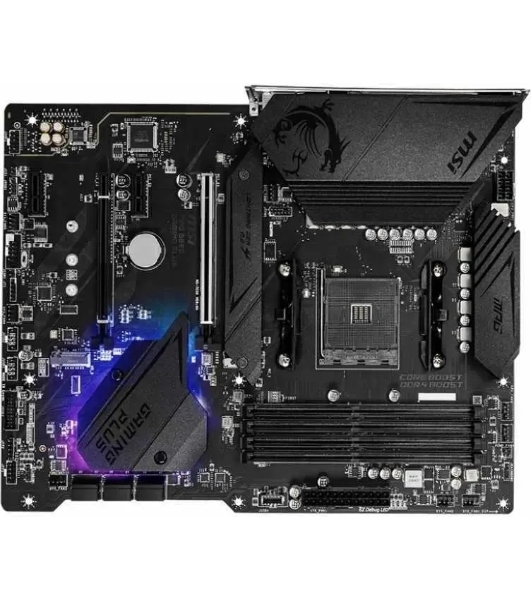 Материнская плата MSI MPG B550 GAMING PLUS, AM4, AMD B550, 4xDDR4, 6xSATA, 2xM.2, 1xPCI-E 4.0 x16, 1xPCI-E 3.0 x4, 2xPCI-E x1, 1xHDMI, 1xDP, 1x 1Gb LAN, 4xUSB-A 2.0, 2xUSB-A 3.2 Gen 1, 1xUSB-A 3.2 Gen 2, 1xUSB-C 3.2 Gen 2, 5x3.5 мм, 7.1, ATX