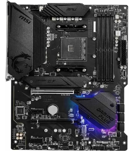 Материнская плата MSI MPG B550 GAMING PLUS, AM4, AMD B550, 4xDDR4, 6xSATA, 2xM.2, 1xPCI-E 4.0 x16, 1xPCI-E 3.0 x4, 2xPCI-E x1, 1xHDMI, 1xDP, 1x 1Gb LAN, 4xUSB-A 2.0, 2xUSB-A 3.2 Gen 1, 1xUSB-A 3.2 Gen 2, 1xUSB-C 3.2 Gen 2, 5x3.5 мм, 7.1, ATX