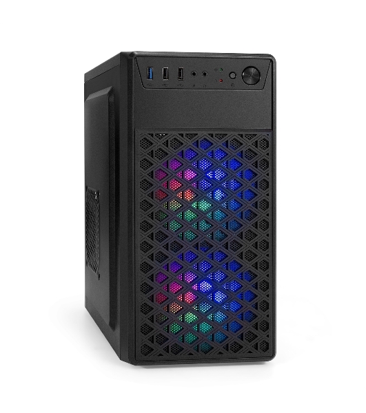 Компьютерный корпус Minitower ExeGate mEVO-7803 (mATX, без БП, 2*USB+1*USB 3.0, HD аудио, черный, 2 вент. 12см с RGb подсветкой)