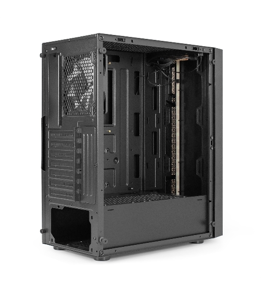 Компьютерный корпус Miditower ExeGate EVO-9211-EVO800 (ATX, БП EVO800RGb с вент. 12см, с окном, 2хUSB+1хUSB3.0, HD аудио, черный, 1 вент. с RGb подсветкой)