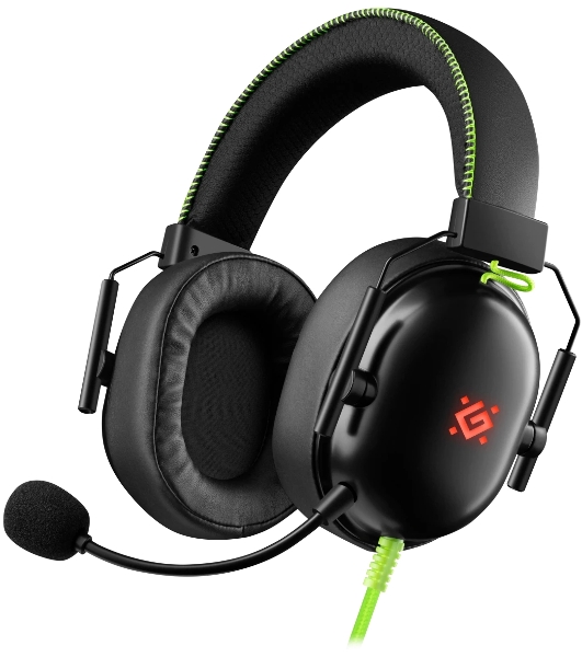 Гарнитура Defender Toxic чёрный, проводная, USB / mini jack 3.5 мм, подсветка