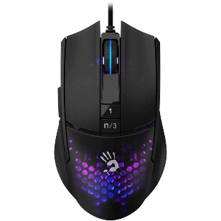 Мышь проводная A4Tech Bloody L65 Max черный/фиолетовый, 12000 dpi, USB, кнопки - 7