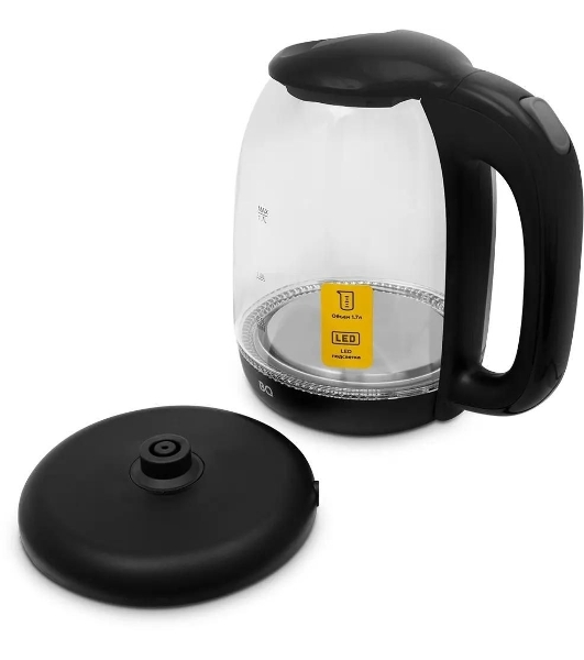 Электрочайник BQ KT1830G черный, 1.7 л, 2200 Вт, скрытый нагревательный элемент