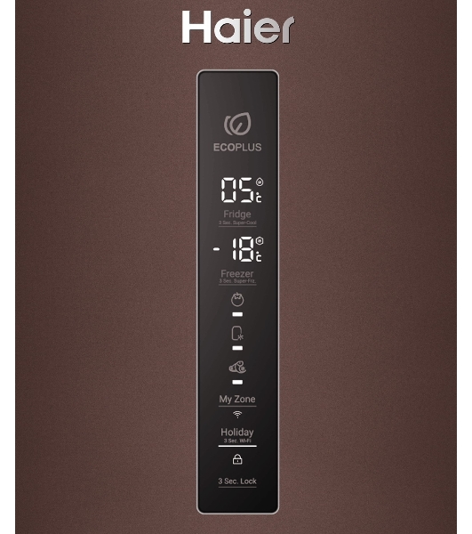Холодильник Haier C4F740CLBGU1 коричневый двухкамерный 286/115л морозилка снизу, No Frost