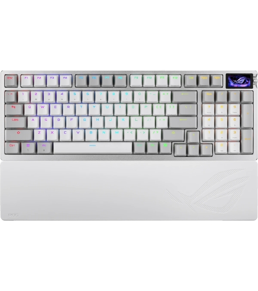 Клавиатура ASUS ROG Azoth 96 HE гибридная, USB Type-C, Bluetooth, радиоканал, белый
