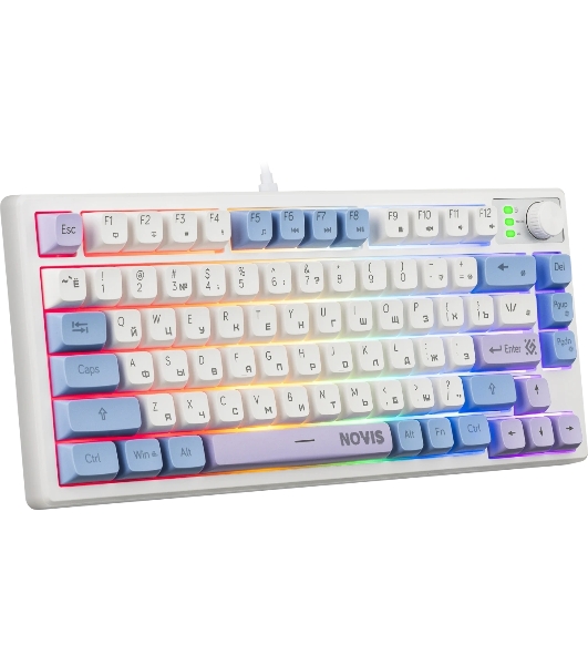 Клавиатура проводная игровая Defender Novis GK-318 RU,бел/гол,80кн+FN,радуж,1.5м