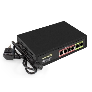 Коммутатор ExeGate EDGS-1006D.4PoE-65W, 4×1 Гбит/с PoE + 2×1 Гбит/с, неуправляемый