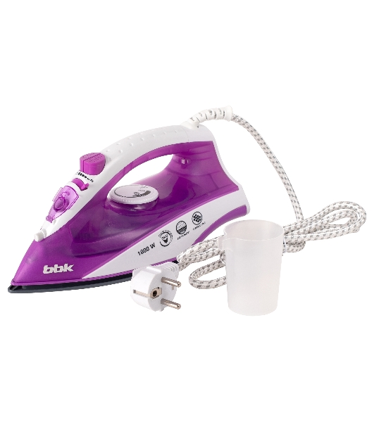 Утюг BBK ISE-1802 фиолетовый/белый, 1800 Вт, 20 г/мин, 60 г/мин, 180 мл