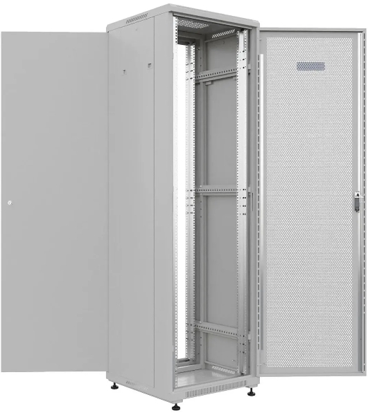 Шкаф коммутационный NTSS Премиум (NTSS-R42U6060PD) напольный 42U 600x600 мм пер. дв. перфор. металл 900 кг серый 510 мм 86 кг IP20 металл