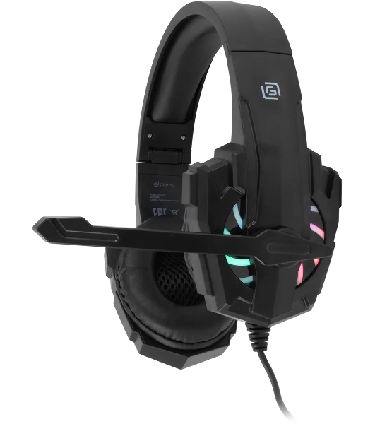 Гарнитура Oklick HS-L355G чёрный, проводная, 3.5 мм, подсветка