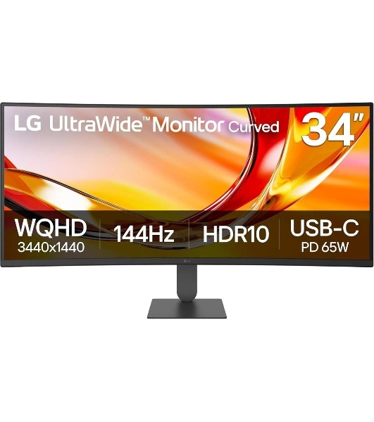 Монитор 34' LG UltraWide 34U640B-B VA 3440x1440, 144 Гц, 5 мс, 21:9, 300 кд/м², 2xHDMI 2.0, 1xDP 1.4, изогнутый экран (1800R), черный