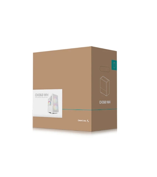 Компьютерный корпус Deepcool CH360 WH без БП, боковое окно (закаленное стекло), 2x140мм ARGb LED вентилятор спереди и 1x120мм ARGb LED вентилятор сзади, белый, mATX