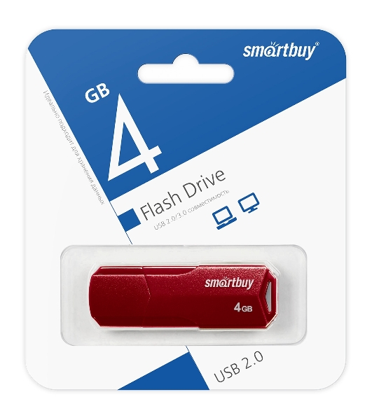 Флешка USB Smartbuy 4Gb CLUE Burgundy (SB4GbCLU-BG)