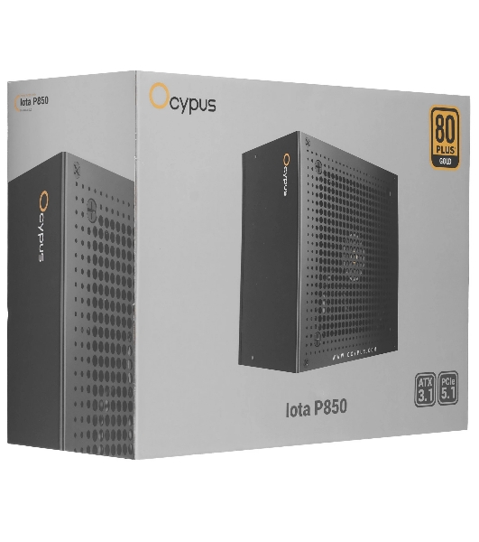 Блок питания 850W Ocypus Iota P850 (ATX, 80 PLUS Gold, APFC, 20+4 pin, 120мм fan, PCI-E 6+2Px3, 8xSATA) (Iota-P850-G1FFBK024X-EU)