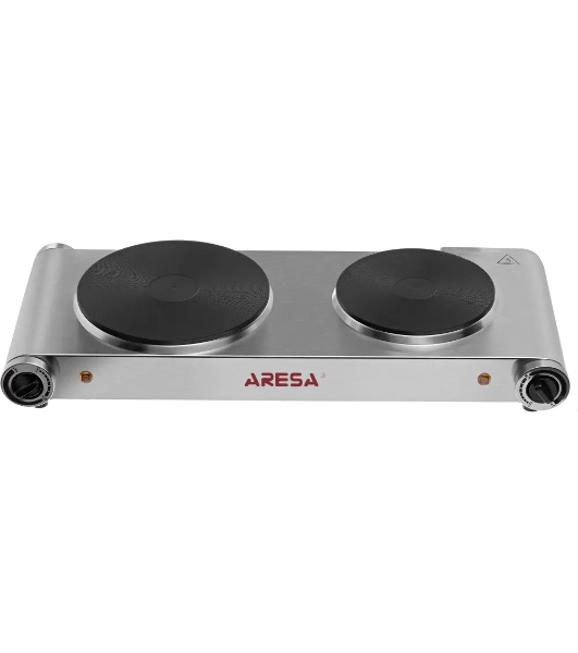 Плита настольная электрическая Aresa AR-4702 серебристый, 2.65 кВт, ТЭН, конфорки - 2, нержавеющая сталь, поворотные переключатели