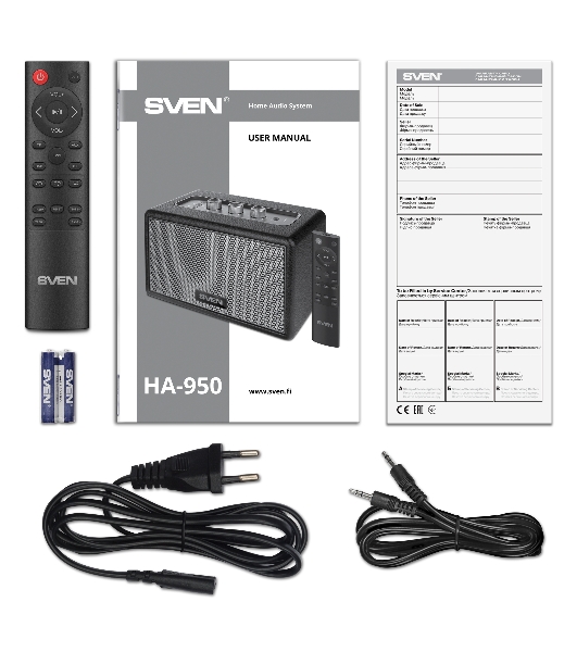 Аудиосистема SVEN HA-950, черный, МДФ, эко-кожа (60 Вт, Bluetooth, USB, Micro SD, пульт)