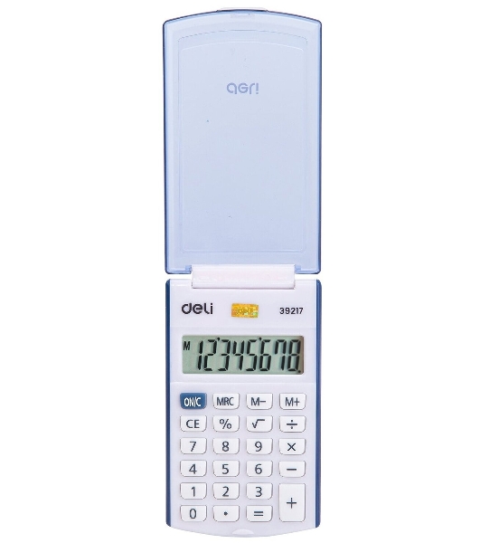 Калькулятор карманный Deli E39217/BLUE синий 8-разр.