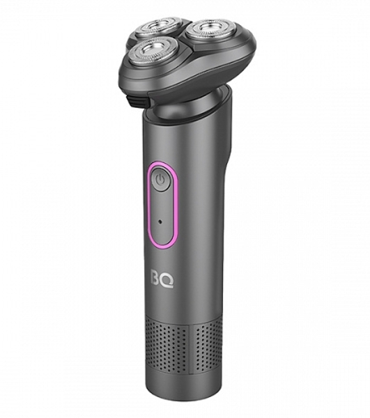 Электробритва BQ SV1008 Gray-Pink. Мощность 5 Вт/Время зарядки 90 минут/Время беспроводной работы 90 минут/Влагозащита IPX6/Электропитание 110-240 В, 50-60 Гц/Ротационная головка бритвы/Мощный мотор/Индикатор заряда батареи/Портативная база для подзарядки/3 насадки в комплекте'