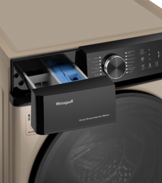 Стиральная машина Weissgauff WM 59411 Direct Drive Inverter Steam Champagne золотистая, загрузка фронтальная 11кг, 1400 об/мин., класс: A+++