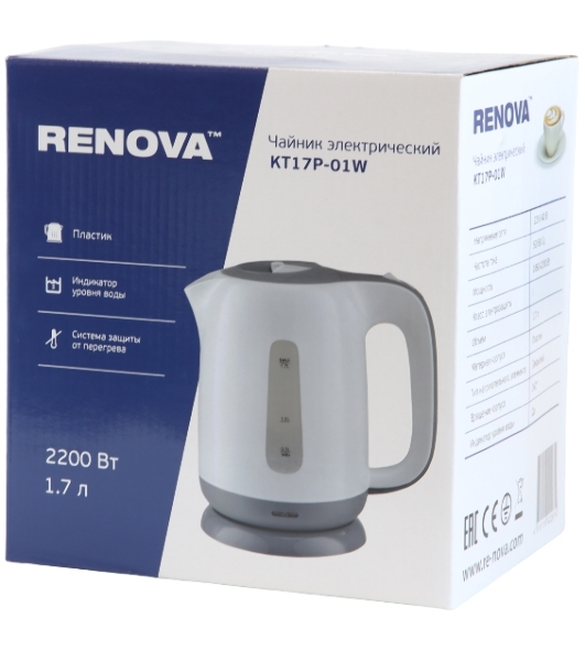 Чайник электрический Renova KT17P-01W Пластик