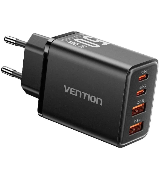 Сетевое зарядное устройство Vention на 4 порта GaN 50W USB (C+C+A+A) Черный