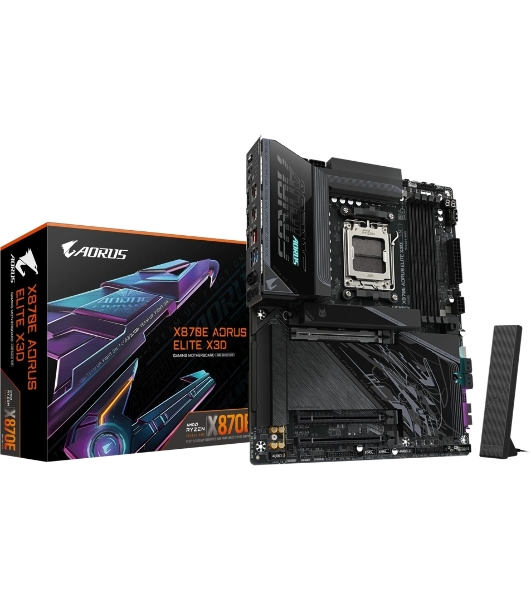 Материнская плата Gigabyte X870E AORUS ELITE X, AM5, AMD X870E, 4xDDR5, 4xSATA, 4xM.2, 1xPCIe 5.0 x16, 1xPCIe 4.0 x16, 1xPCIe 3.0 x16, 1xHDMI, 1x5Gb LAN, Wi-Fi 7, Bluetooth 5.4, 2xUSB-C 40Gbps (USB4), 1xUSB-C 10Gbps, 5xUSB-A 10Gbps, 3xUSB-A 5Gbps, 3x3.5 мм + S/PDIF оптический, 7.1, ATX
