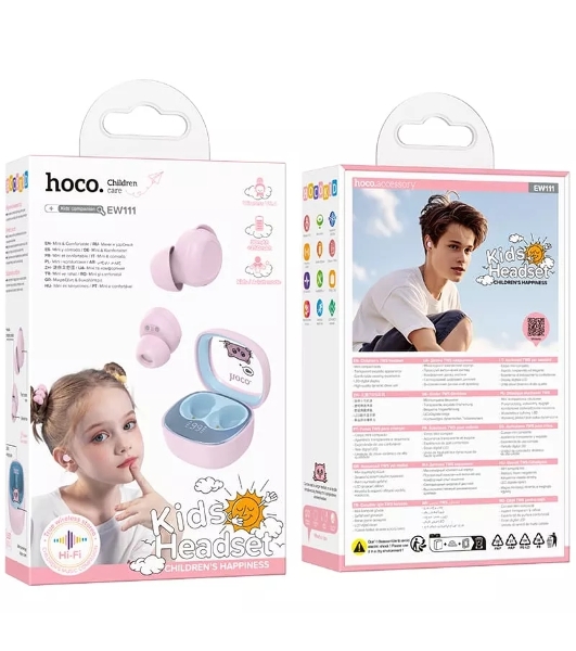 Наушники TWS Hoco EW111 Friendly розовый, внутриканальные, Bluetooth, до 4 ч
