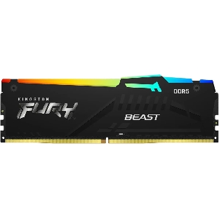 Оперативная память Kingston Fury Beast, DDR5, 16GB (1x16GB), 5200MHz, CL40, DIMM, с радиаторами, RGB, черный