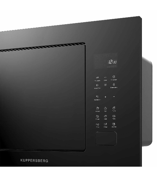 Микроволновая печь встраиваемая Kuppersberg HMF 627 B, High-Tech, 25 л, мощность 900 Вт (мощность гриля 1200 Вт), кварцевый гриль, 5 уровней мощности, 8 автоматических программ, размораживание, сенсорное управление, дисплей, черный