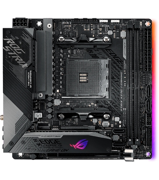 Материнская плата ASUS ROG STRIX X570-I GAMING, AM4, AMD X570, 2xDDR4, 4xSATA, 2xM.2, 1xPCIe 4.0 x16, 1xHDMI, 1xDP, 1x1Gb LAN, Wi-Fi 6, Bluetooth 5.0, 1xUSB-C 10Gbps, 3xUSB-A 10Gbps, 4xUSB-A 5Gbps, 2xUSB-A 2.0, 3x3.5 мм, 7.1, ITX