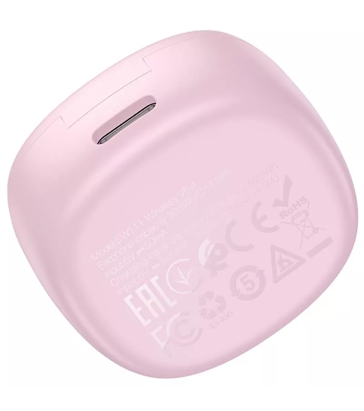 Наушники TWS Hoco EW111 Friendly розовый, внутриканальные, Bluetooth, до 4 ч