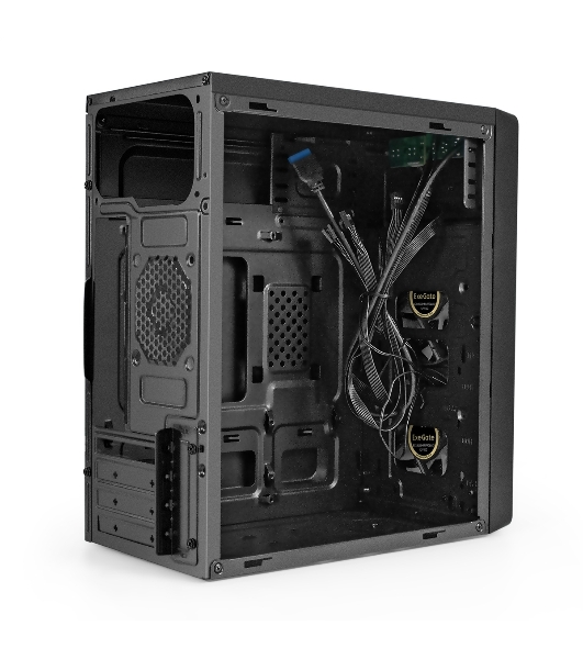 Компьютерный корпус Minitower ExeGate mEVO-7803-XP500 (mATX, БП XP500 с вент. 12см, 2*USB+1*USB 3.0, HD аудио, черный, 2 вент. 12см с RGb подсветкой)