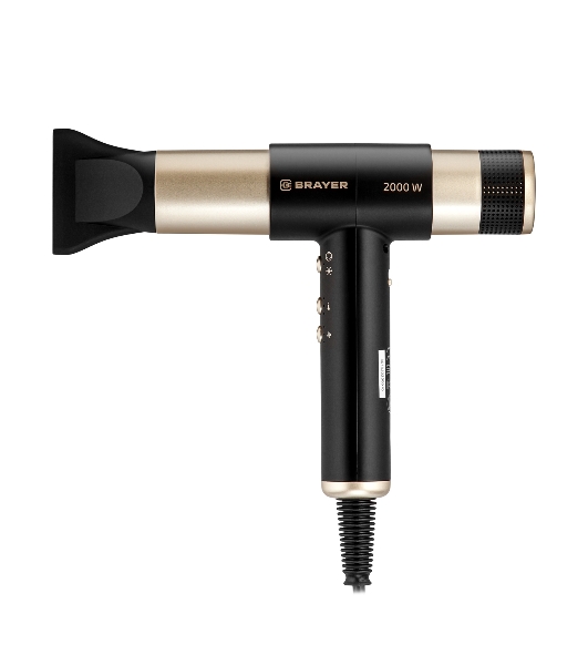 Фен-мультистайлер BRAYER BR3308 черный/золотистый, 2000 Вт, 25/32 мм