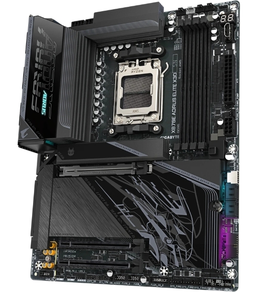 Материнская плата Gigabyte X870E AORUS ELITE X, AM5, AMD X870E, 4xDDR5, 4xSATA, 4xM.2, 1xPCIe 5.0 x16, 1xPCIe 4.0 x16, 1xPCIe 3.0 x16, 1xHDMI, 1x5Gb LAN, Wi-Fi 7, Bluetooth 5.4, 2xUSB-C 40Gbps (USB4), 1xUSB-C 10Gbps, 5xUSB-A 10Gbps, 3xUSB-A 5Gbps, 3x3.5 мм + S/PDIF оптический, 7.1, ATX