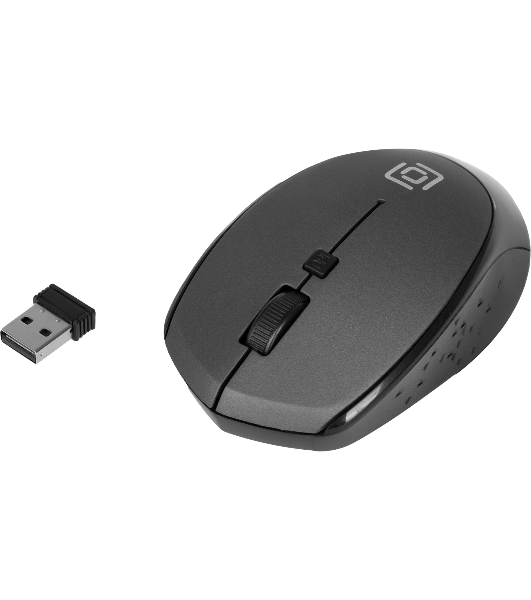 Мышь беспроводная Oklick 488MW серый/черный, 1600 dpi, радиоканал, USB, кнопки - 4