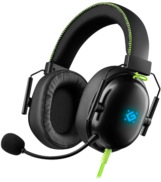 Гарнитура Defender Toxic чёрный, проводная, USB / mini jack 3.5 мм, подсветка