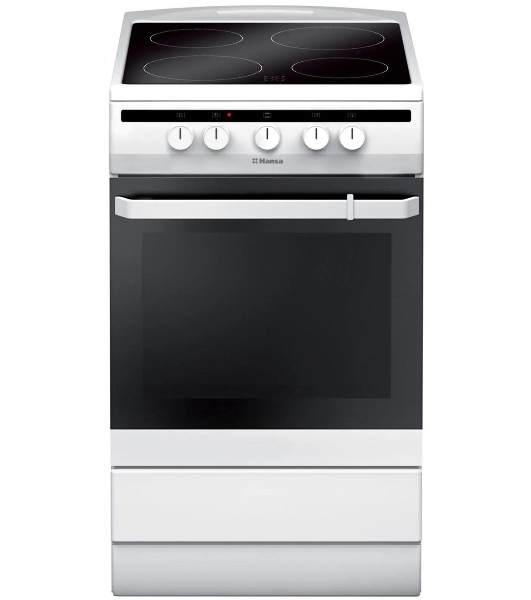 Плита электрическая Hansa FCCW54002 белый, конфорок 4 шт, духовка 68 л, 50 см x 85 см x 60 см