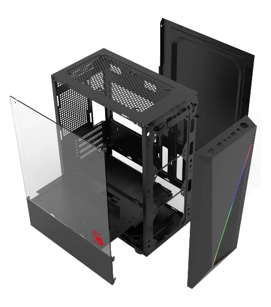 Компьютерный корпус Bloody BD-CC102F черный без БП mATX 2x120мм 2xUSB 2.0 1xUSB 3.0 audio bott PSU