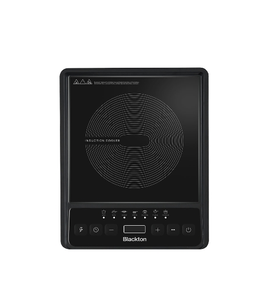 Плита настольная электрическая Blackton Bt IC133C Black, индукционная, 2000 Вт, тип управления: электронное, регулировка мощности: 8 уровней, количество автоматических программ: 7, размер варочной поверхности: 190 мм, материал корпуса: пластик, керамика, таймер до 3 часов, LED-дисплей, автоотключение при снятии посуды, максимальный вес: 15 кг, нескользящие ножки, длина шнура: 1.2 м'