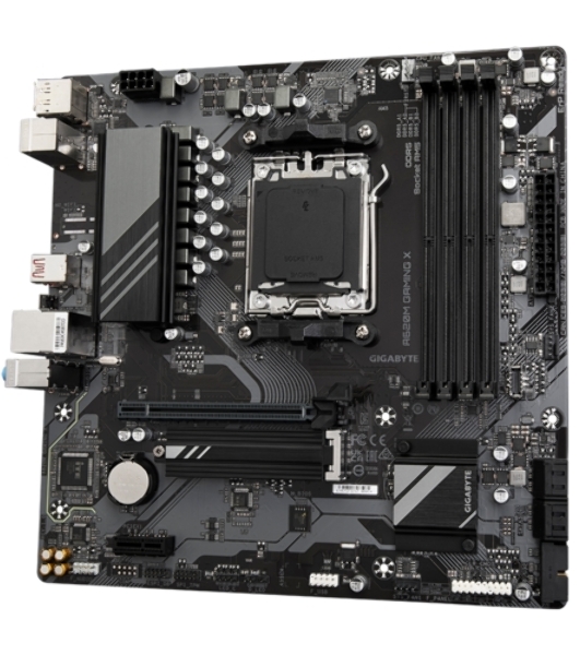 Материнская плата Gigabyte A620M GAMING X, Micro-ATX, AM5, AMD A620, 4xDDR5, 4xSATA, 1xM.2, 1xPCI-E 4.0 x16, 1xPCI-E x1, 1xHDMI, 1xDP, 1x 1Gb LAN, 1xUSB 3.2 Gen 2, 2xUSB 2.0, 2xUSB 3.2 Gen 1, 3x3.5мм, 7.1, ATX